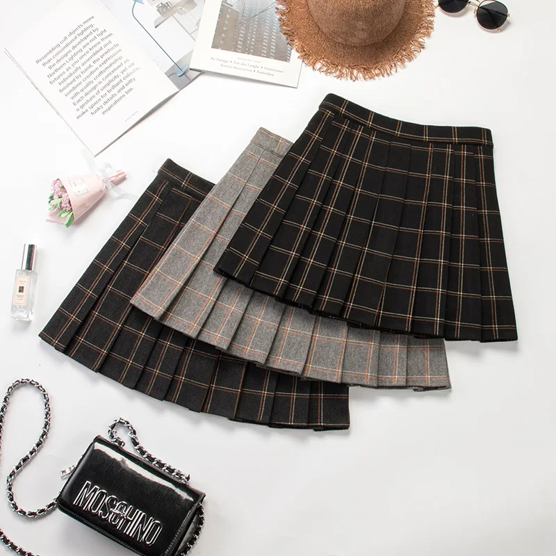 

2020Women Mini Pleat Skirt Harajuku Preppy Style Plaid Skirts Cute Japanese School Uniforms Ladies Jupe Kawaii Skirt Saia Faldas