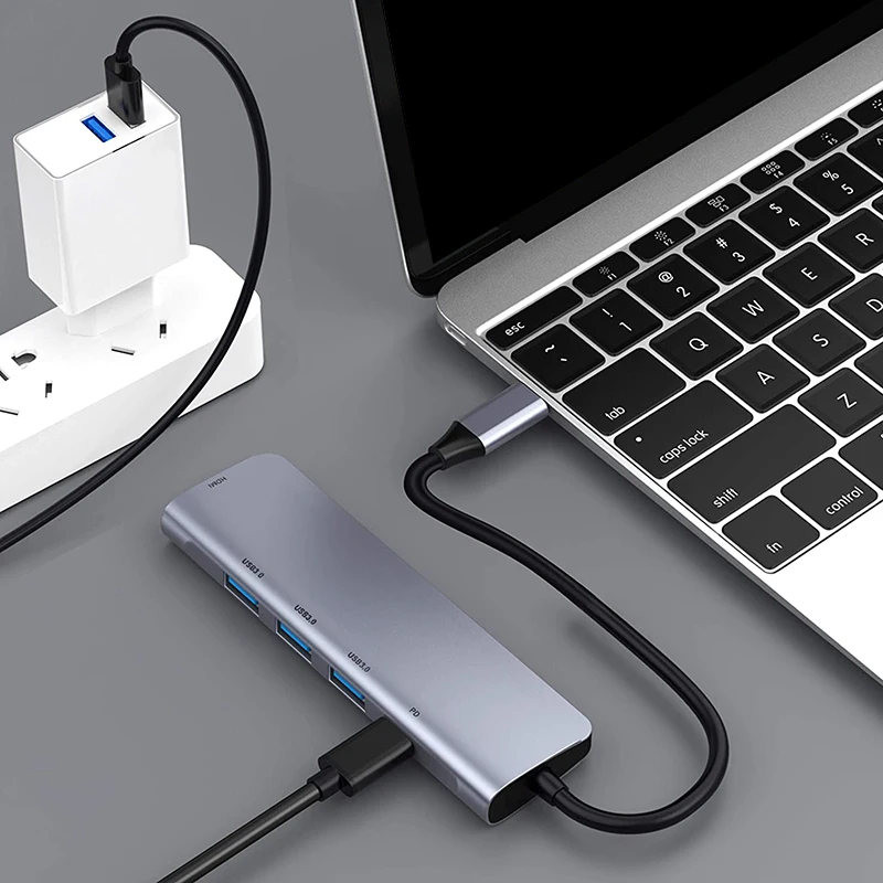 

USB C Hub 5 in 1 Type C 3.1 to 4K HDMI 3 USB 3.0 Ports PD Charging Port Multiport Adapter Thunderbolt 3 Dock Station
