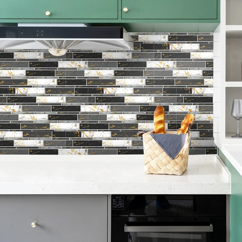 

Tile Brick Stripe Wallpaper Sticker Self Bathroom Wall Paper Waterproof Countertop Removable Backsplash Decor