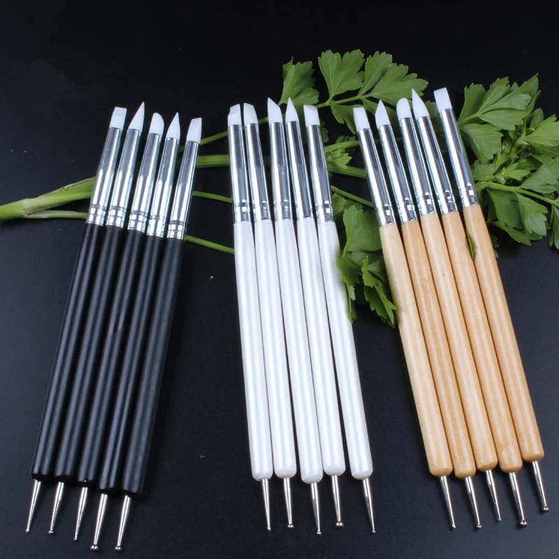 

5pcs/Set Stainless steel Two Head Sculpting Polymer+Soft Pottery Clay Tool Silicone Modelling Art Shaper Tools