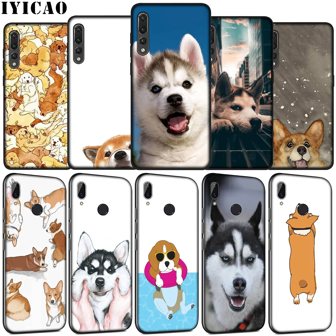 IYICAO Cartoon Cute Cat DOG Corgi Husky Soft Silicone Case for Huawei P30 P20 Pro P10 P9 Lite Mini 2017 2016 P Smart Z 2019 | Мобильные