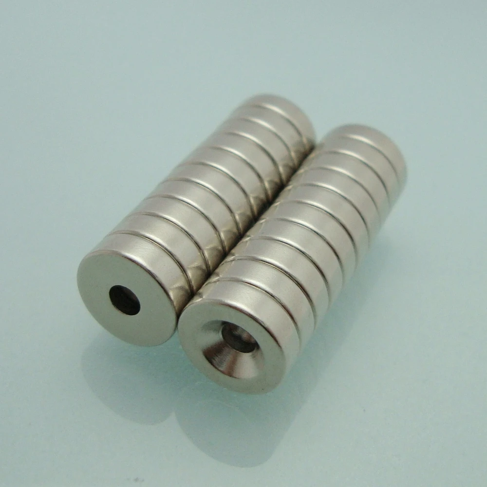 Неодимовый магнит диаметром 9 5x3 2 диаметра 3 мм с потайным отверстием Imans Magnetics