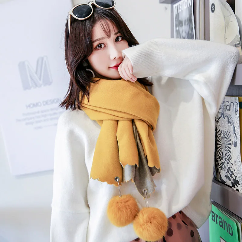 2021 зимний шарф из искусственного кашемира для женщин в Корейском стиле двух