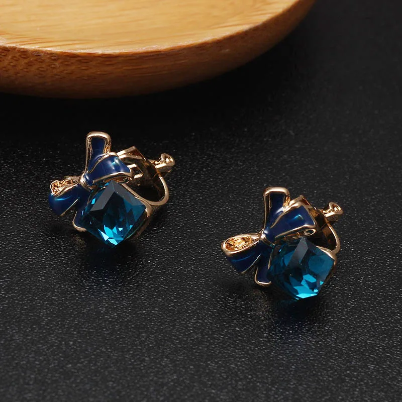 Crystal Clip On Earrings Women Trendy Without Piercing Stud No Hole Earring Rhinestone Ear Clips Jewelry | Украшения и аксессуары