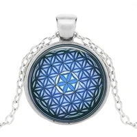flower of life necklace om chakra flower pendant mandala jewelry sacred geometry necklace cabochon time gem spiritual