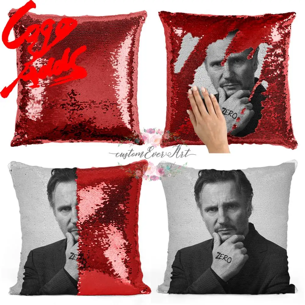 Лиам несон подушка с блестками | Наволочка Двухцветная Подарок для нее Него