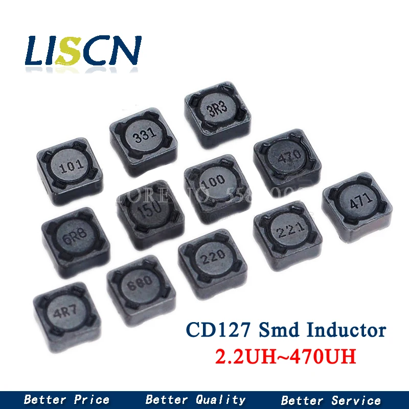 10 шт CDRH127 CD127 CDRH127 10 /15/ 22 / 33 / 47 / 68 UH 12*12*7 SMD силовой индуктор 1mh 2R2 3R3 4R7 6R8 чип индуктор 100UH 101