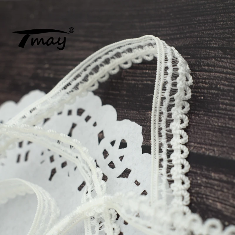 #2022 Ruffle White Elastic Stretch Lace Trimming 8yards/lot Diy Sewing Garment Accessories Small Stretchy Trim for Underwea | Дом и сад