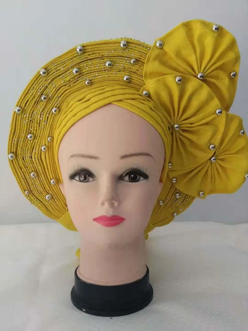 Модный женский Африканский галстук Aso Oke с бусинами и камнями 2020
