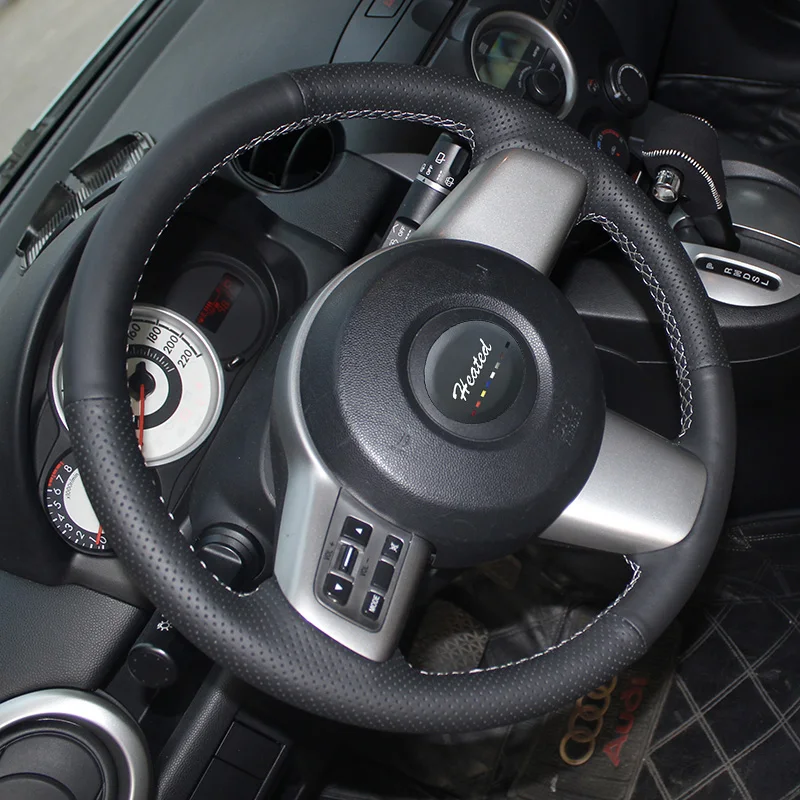 Подогрев для Mazda 2 2008-2014 год микрофибра кожаный чехол рулевого колеса автомобиля