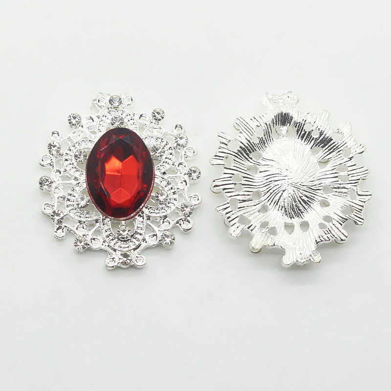 10 шт./лот маленькие 24*28 мм стразы из серебряного сплава декоративные пуговицы