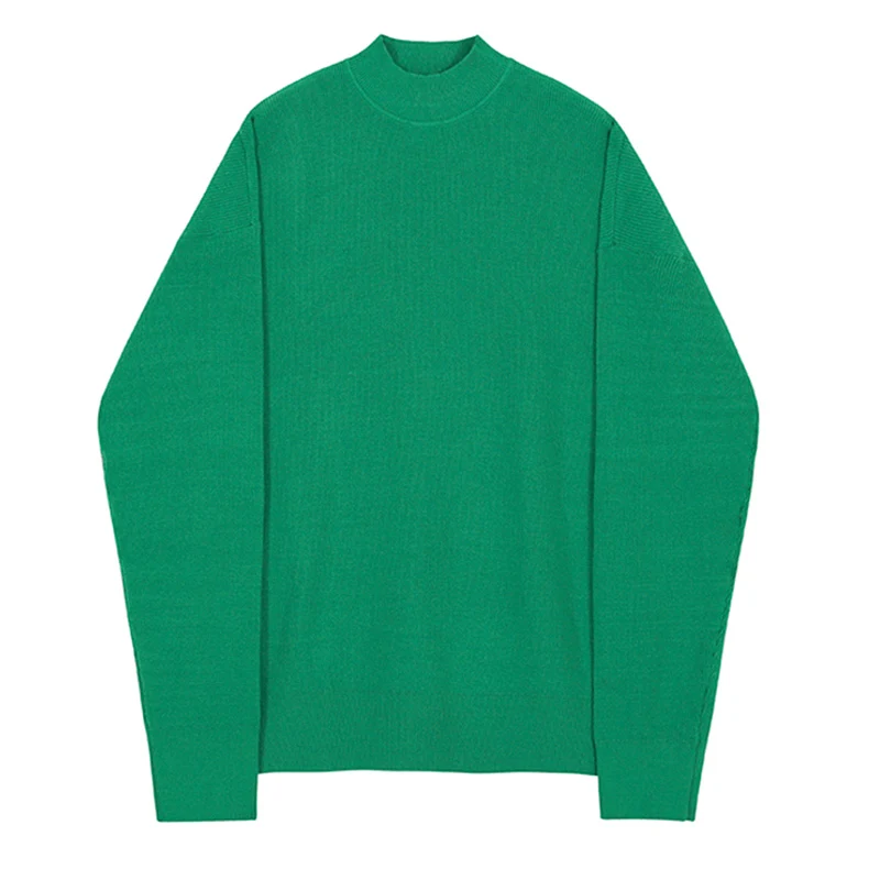 

IEFB Spring Autumn half high collar sweater men's loose Korean solid color knitting bottoming kintwear clothes for male 9Y4500