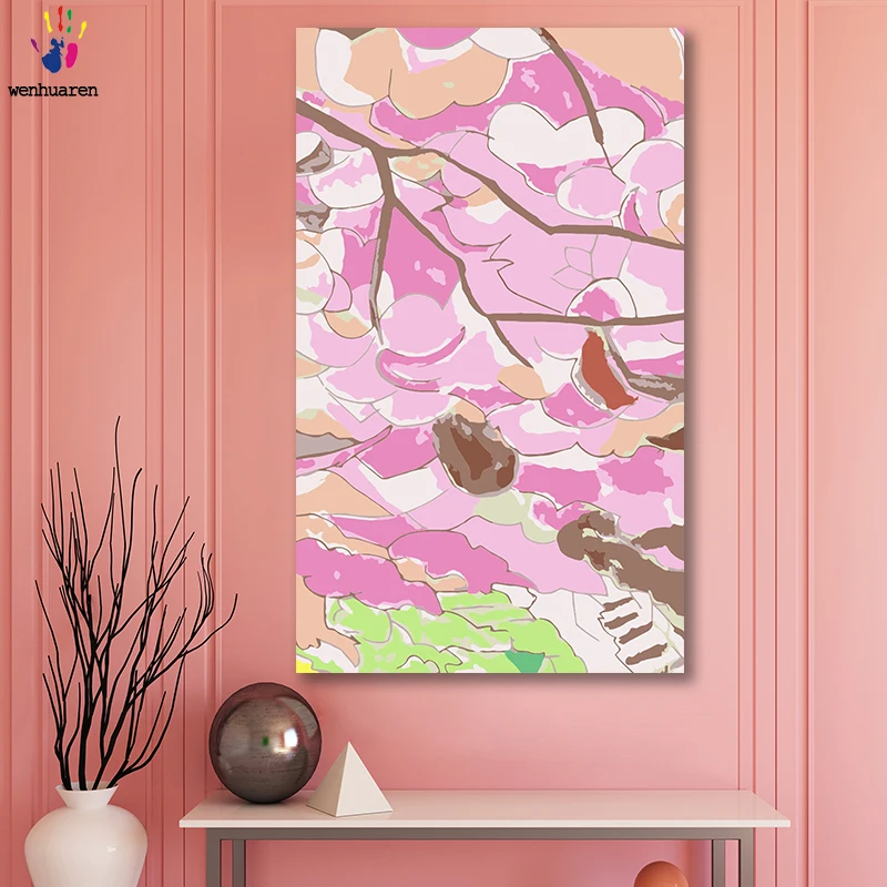 DIY картинки для раскраски по номерам с цветами абстрактный поезд к весне цветок