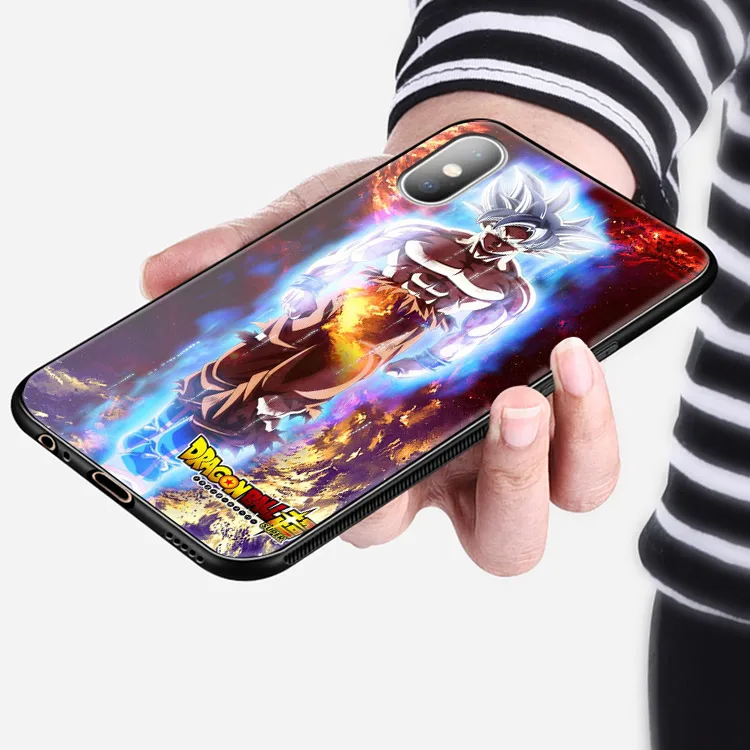 Goku ультра инстинкт Драконий жемчуг стеклянный Мягкий силиконовый чехол для телефона чехол для iPhone 6 6s 7 8 Plus X XR XS 11 Pro MAX