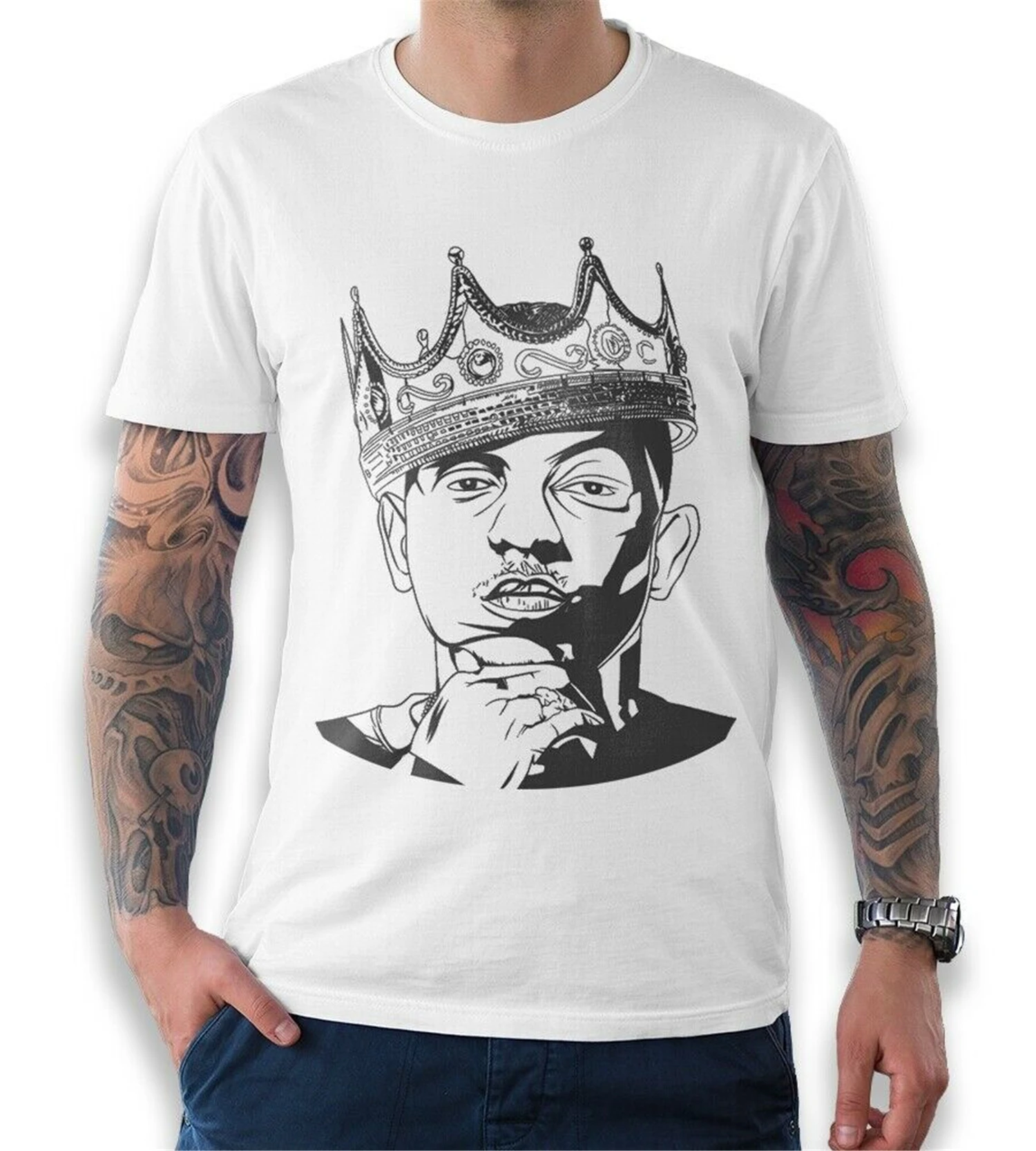Kendrick Lamar Crown T-Shirt Kung Fu Kenny Graphic Rap Tops Tee Shirt Summer O Neck | Мужская одежда