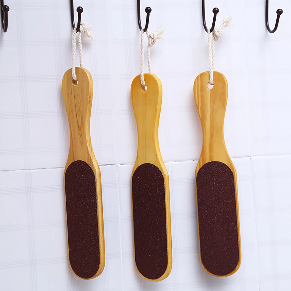 

Double Sides Foot File Rasp Pedicure Tools Feet Heel Dead Skin Callus Remover Wooden Handle Scrubber Brush Sandpaper Feet Care