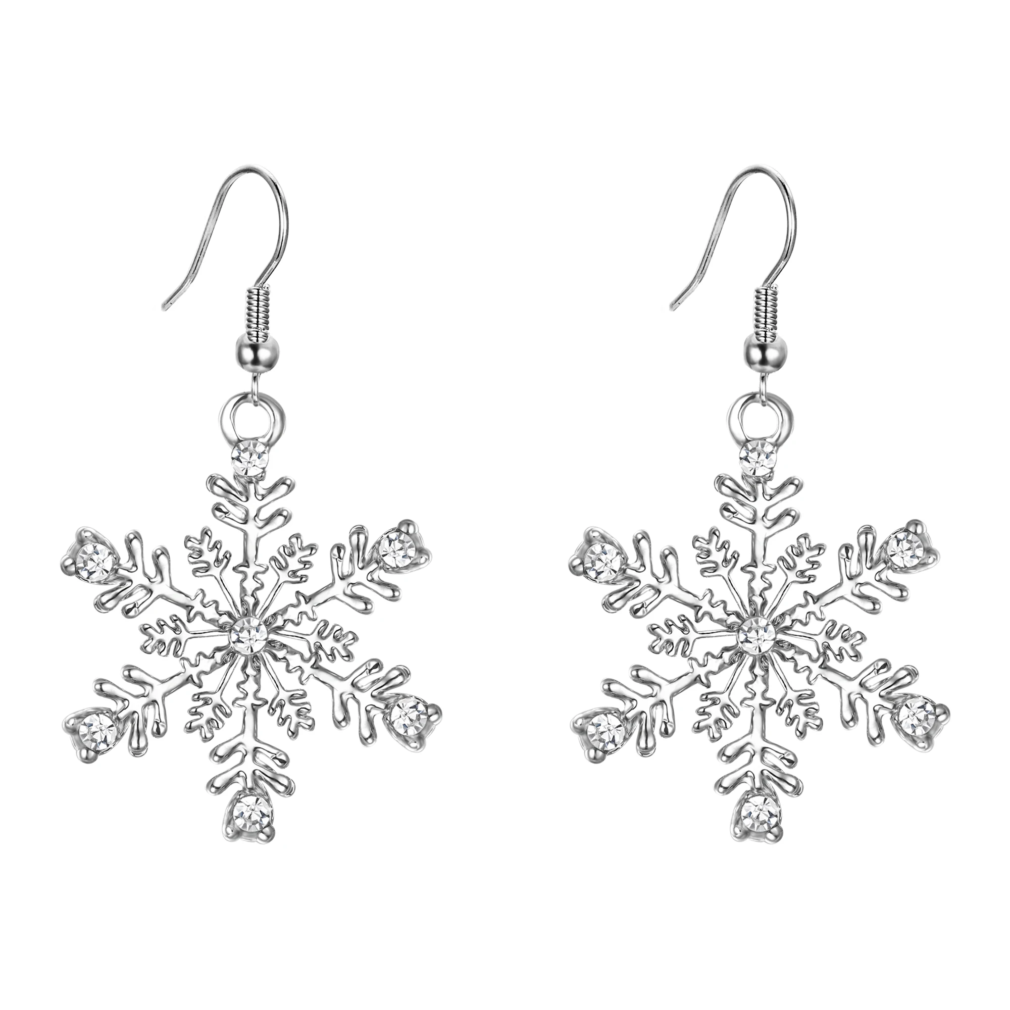 

Snowflake Wedding Earrings For Women Crystal Dangle Femme Bride Party Jewelry Gift Kpop Fashion Hook