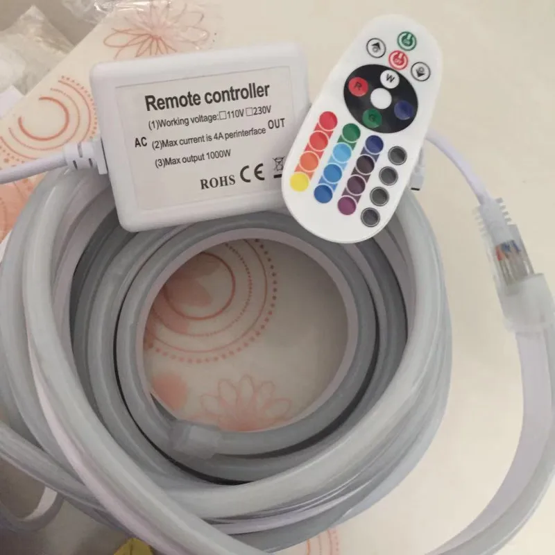 Неоновые цветных (RGB) светодиодных лент светильник AC220V контроллер гибкий SMD5050 24Key