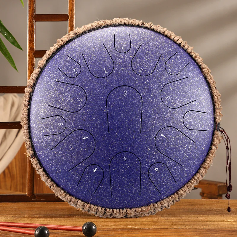 

13 Inch 15 Tones D Key Steel Tongue Drum Tambourines Percussion Instruments Yoga Meditation Beginner Gift Carrying Bag Zen Drums
