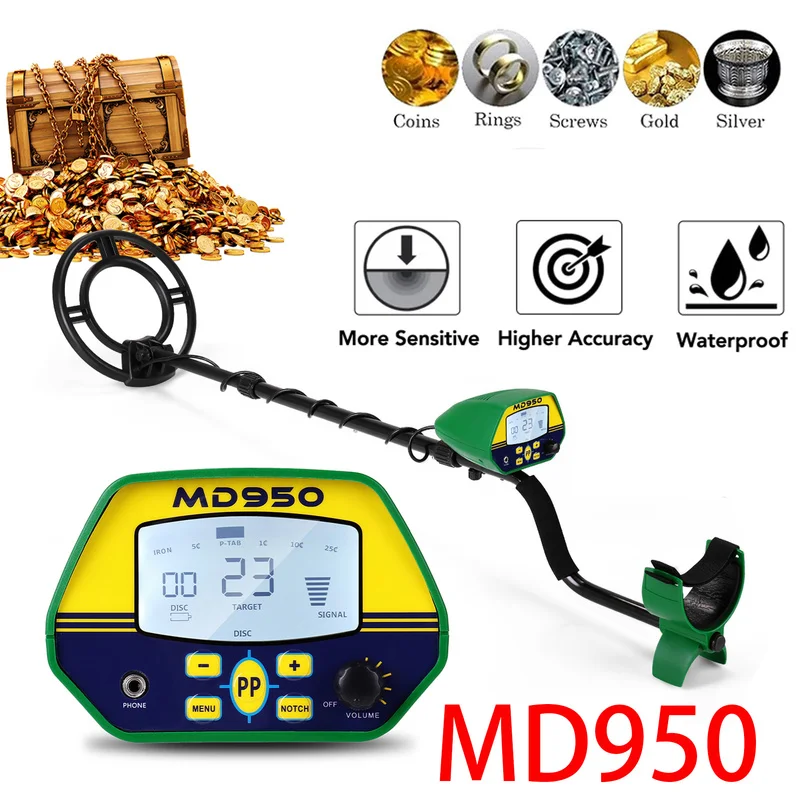 

MD950 High Performance Underground Metal Detector Gold Digger Finder Metal Detecting Tool Treasure Finder Waterproof Search