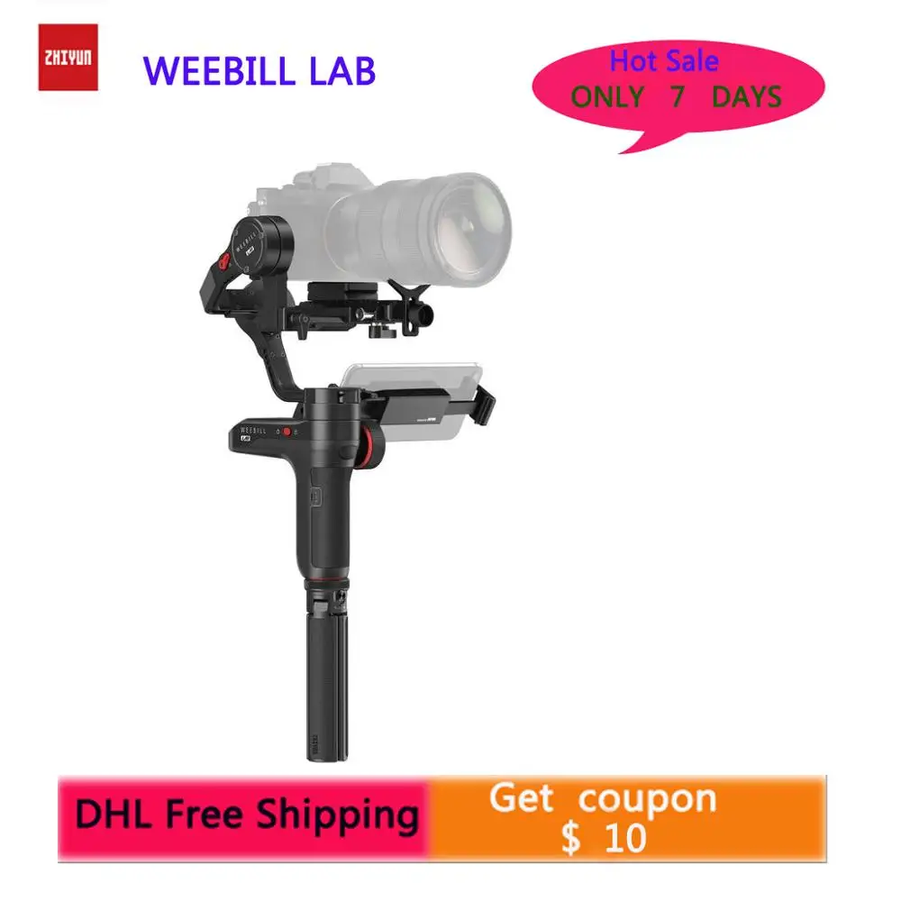 DHL Zhiyun WEEBILL LAB 3-осевой ручной карданный стабилизатор практически для всех беззеркальных камер, смартфонов, максимальная поддержка 3 кг