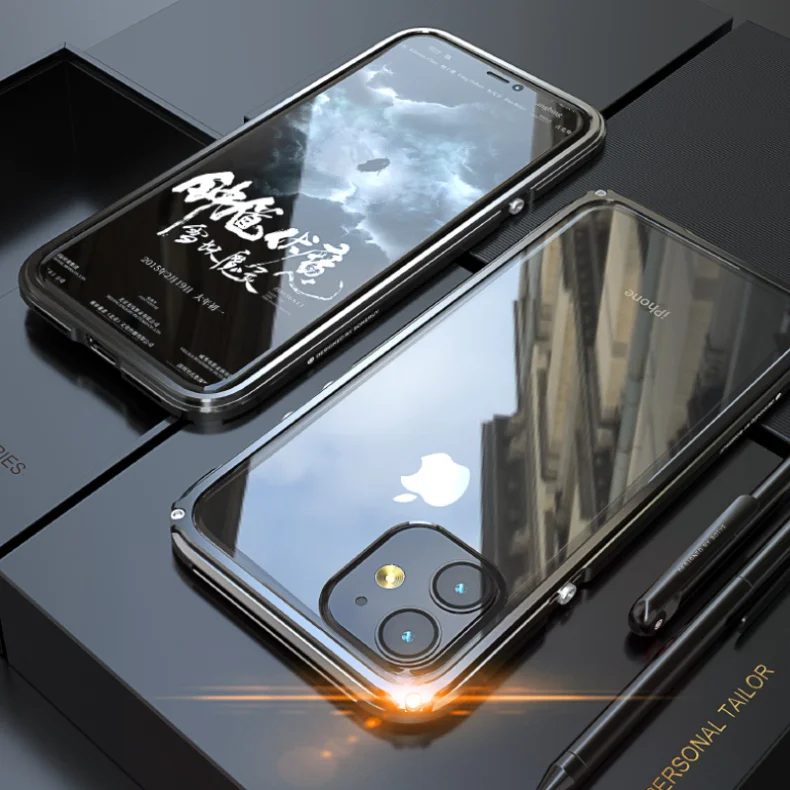 Роскошный металлический корпус для iPhone 11 Pro Max чехол механический Алюминиевый металлический бампер и акриловый чехол для iPhone 11 Pro/Max задняя крышка