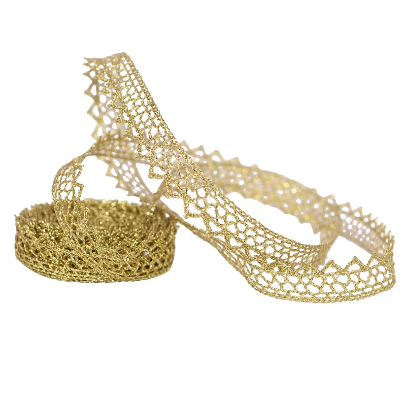 

5/10yard Gold Silver Lace Ribbon Tape Fabric Webbing Lace Trim african lace fabric DIY Embroidered Sewing Crafts Cloth Accessori