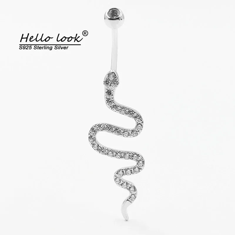 HelloLook 925 стерлингового серебра пупок змея Форма кубический циркон кольца для