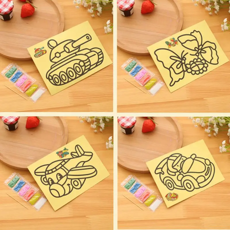 5 шт. образовательные игрушки мультфильм Средний песок живопись Детский сад DIY