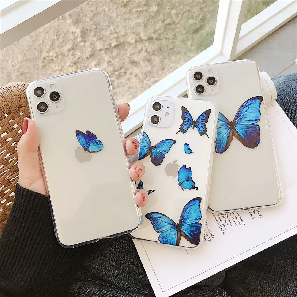 Модный прозрачный чехол для телефона из ТПУ ORYKSZ с бабочкой iPhone 11 Pro Max X 7 8 Plus iphone XR XS