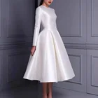 Платье свадебное короткое ТРАПЕЦИЕВИДНОЕ с круглым вырезом, карманами и молнией на спине