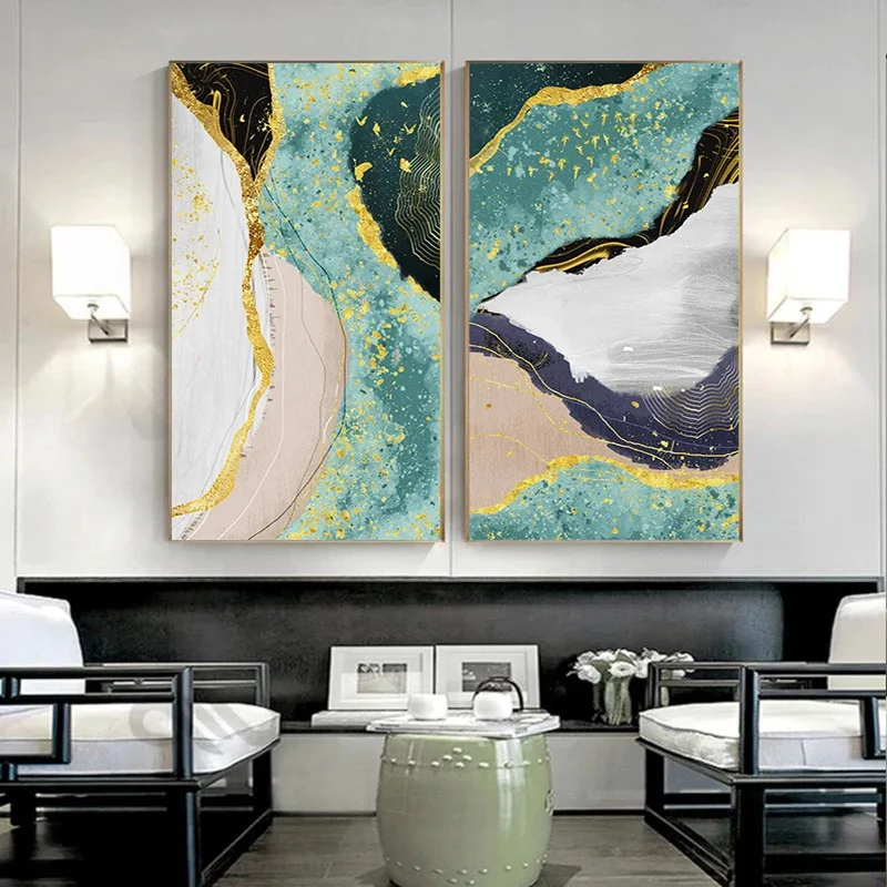 Абстрактные золотые постеры Мраморная настенная Картина на холсте современные