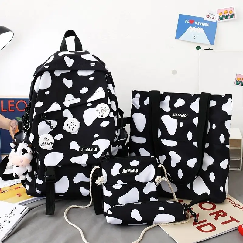 

4Pcs/set Canvas Backpacks Women School Bags for Teenage Girls Book Bags Students New Travel Backpacks Female Rucksack 58
