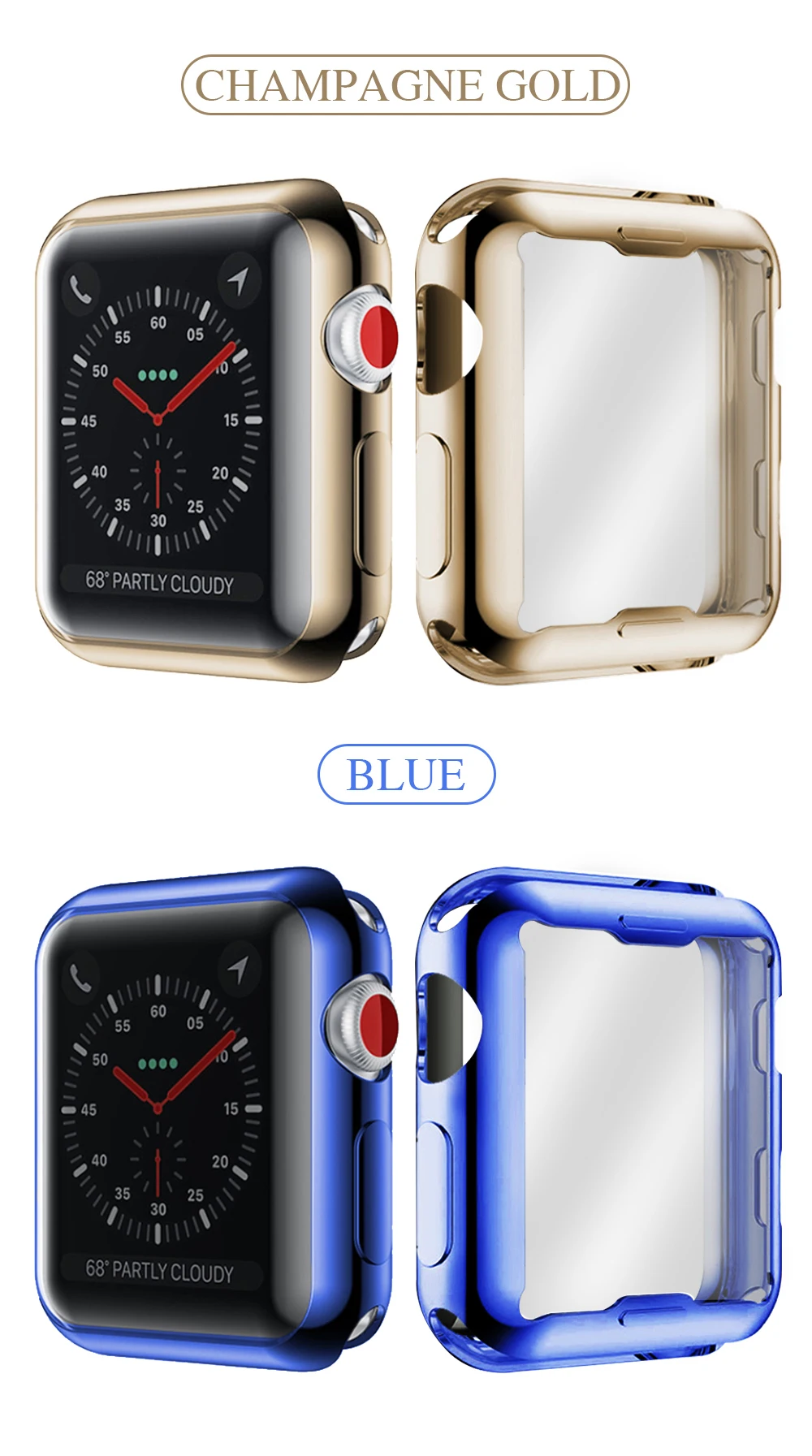 Тонкий чехол для часов Apple Watch, чехол 5, 4, 3, 2, 1, 42 мм, 38 мм, мягкий прозрачный ТПУ 360, Защита экрана для iWatch 4, 44, 40 мм, аксессуары