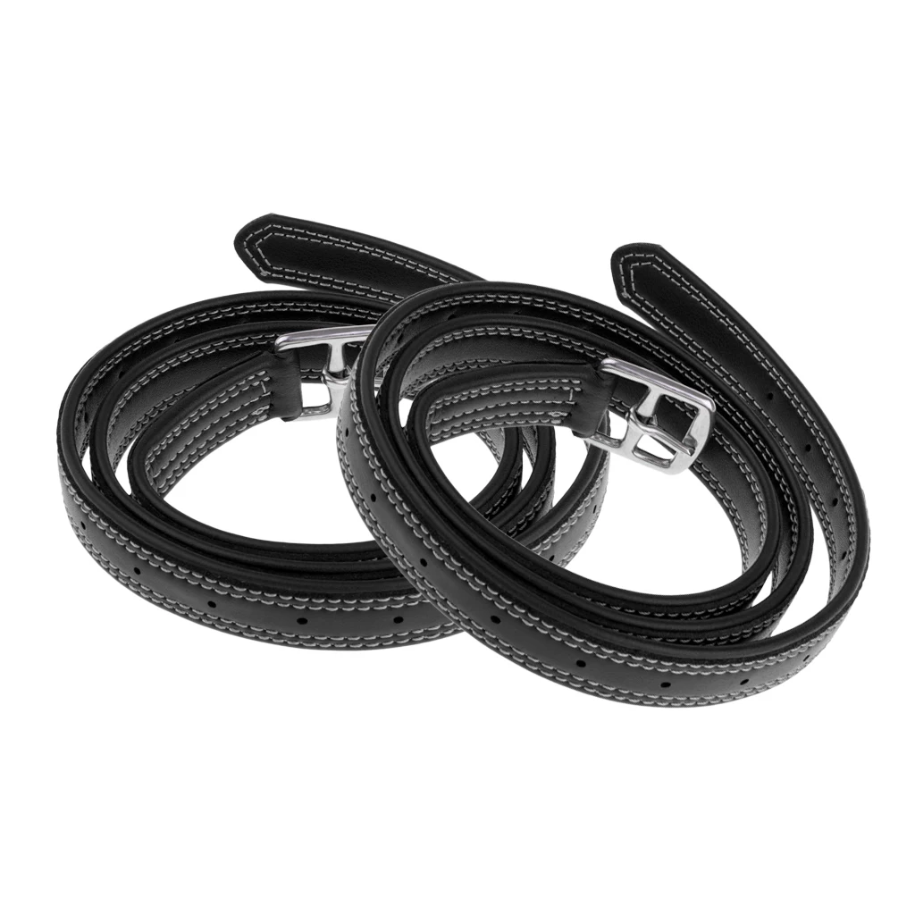 2pcs 51 ''1'' Конный стремена для верховой езды кожаный ремень с пряжкой из нержавеющей стали черный/красный