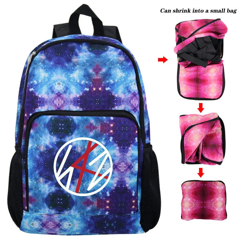 

Kpop Stray Kids Retractable Backpack large capacity Polyester Portable Folding Travel Bag schoolbag Kpop stray kids Starry Sky