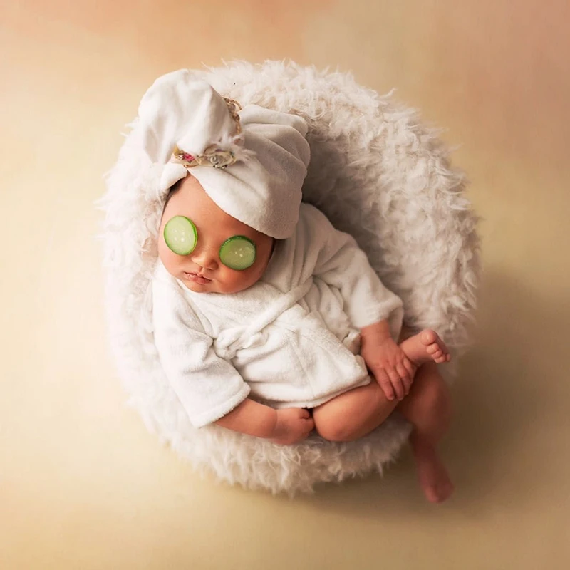 Новорожденный ребенок Подставки для фотографий повязка на голову + банные халаты