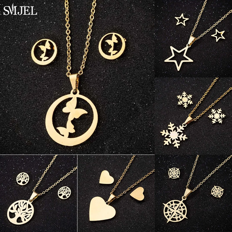 Клапан-бабочка нержавеющей стали ожерелья для женщин Свадебные серьги-гвоздики