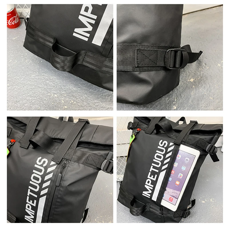 

Harajuku Men Backpack School Bags for Teenage Boys Large Capacity Waterproof Oxford Black High School University Student Bagpack