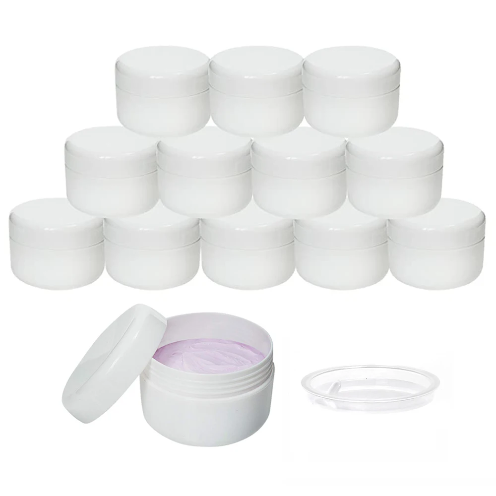 

30pcs White Cream Jars 10g/20g/30g/50g/100g/150g/200g/250g Plastic Refillable Travel Facial Cleanser Lotion Cosmetic Container
