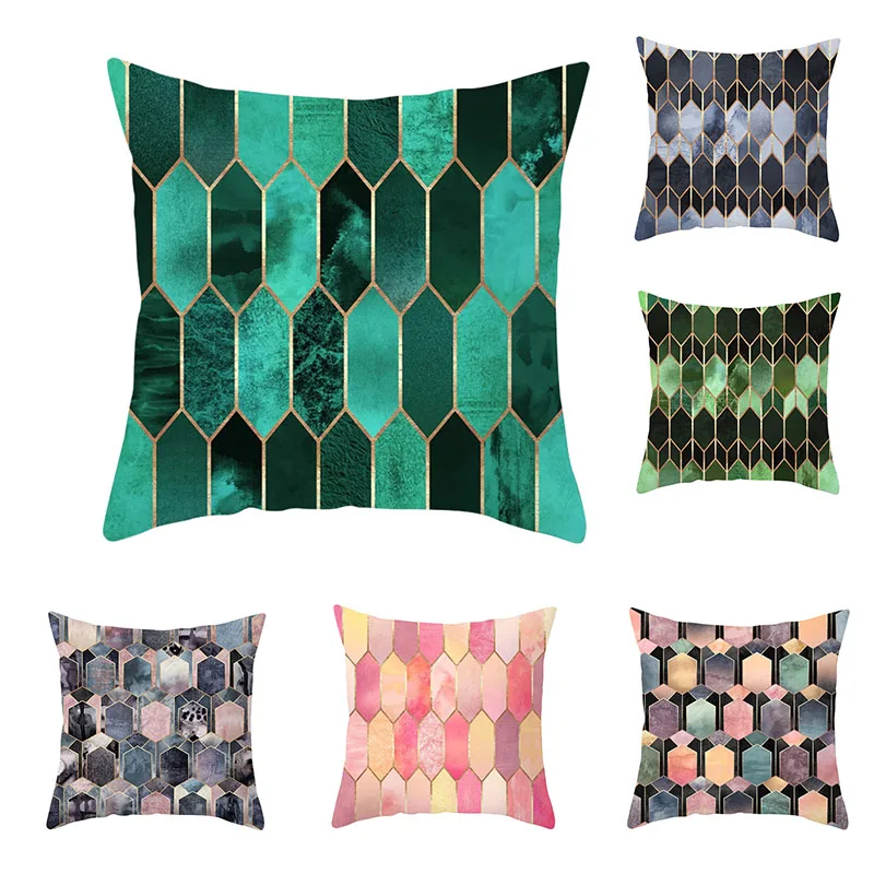 

Nordic Golden Silk Granite Pattern Pillowcase Living Room Decoration Cushion Cover Home Textiles Prints Cover For Pillow 45*45cm