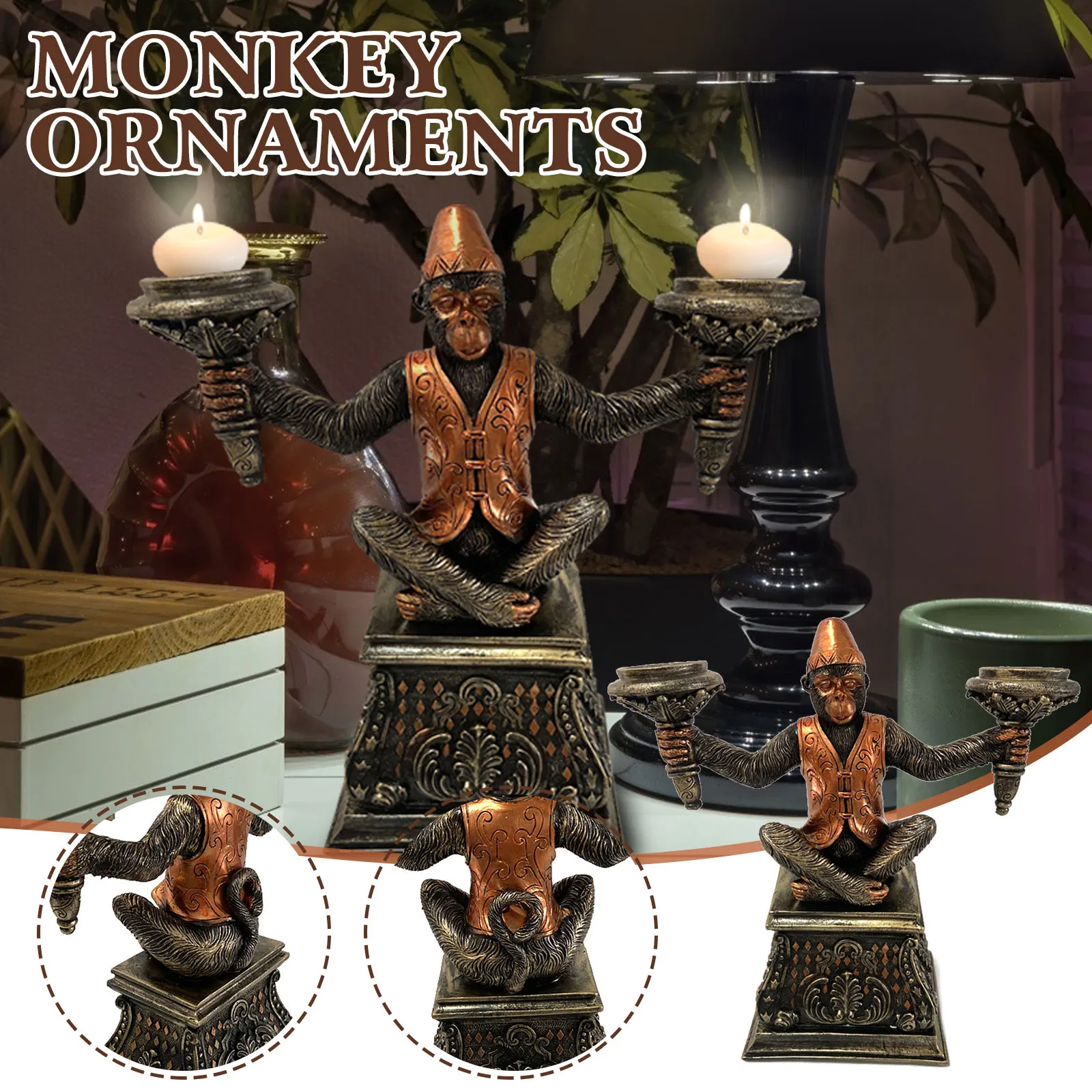 Декоративная ретро лампа в форме обезьяны художественное украшение из смолы