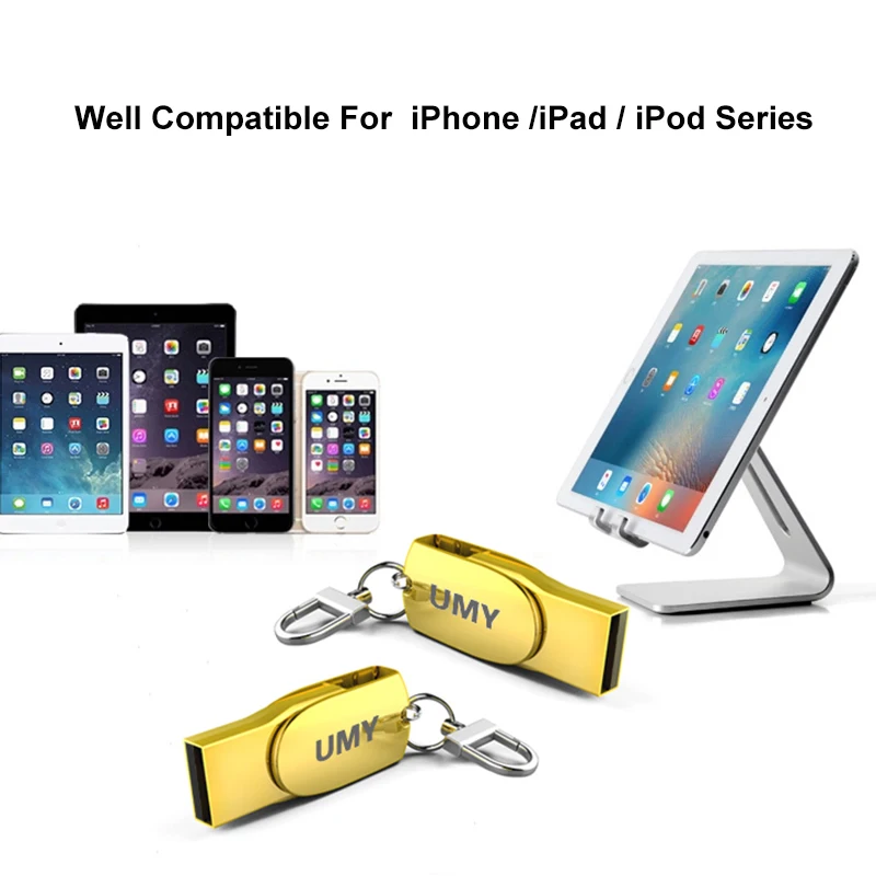 64 Гб Флешка для iPhone 8 Plus X 7 6 6s 5 SE 128 ГБ флеш накопитель USB 32 16 u диск золотой цвет|USB