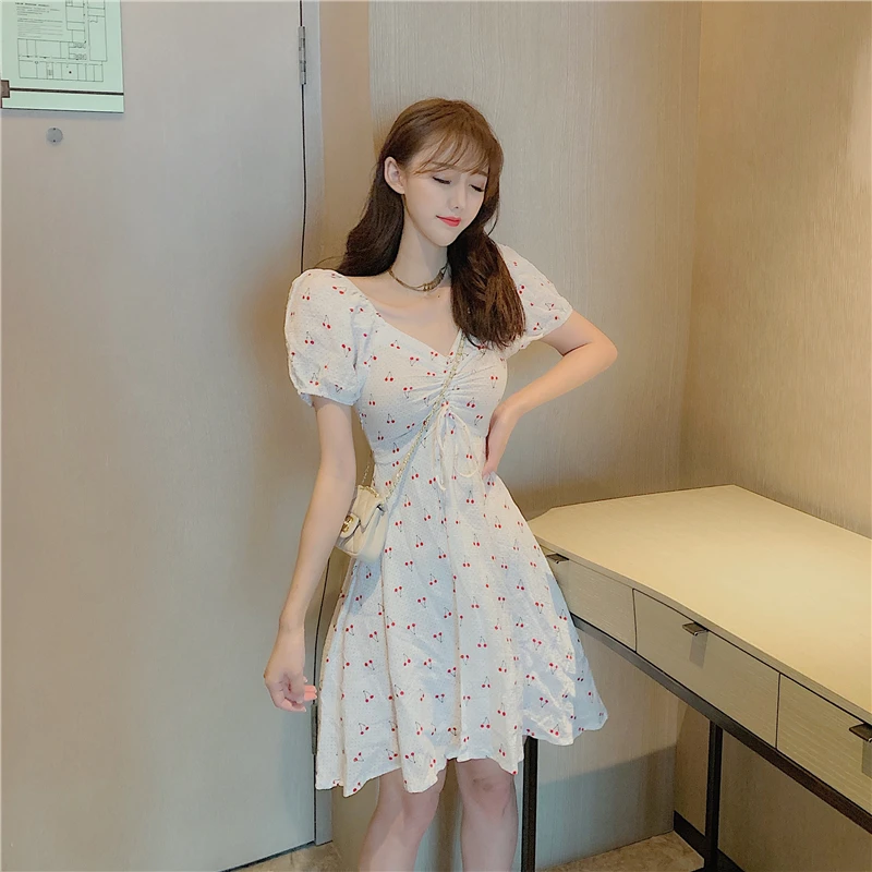 

Elbise Print Women's Clothing V-neck A-line Dresses Backless Vintage Summer Dress Fashion Brands New Sukienki Damskie Ladies