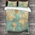 Винтажная карта мира (1922) мягкая искусственная кожа с 2 наволочками, пододеяльник на молнии