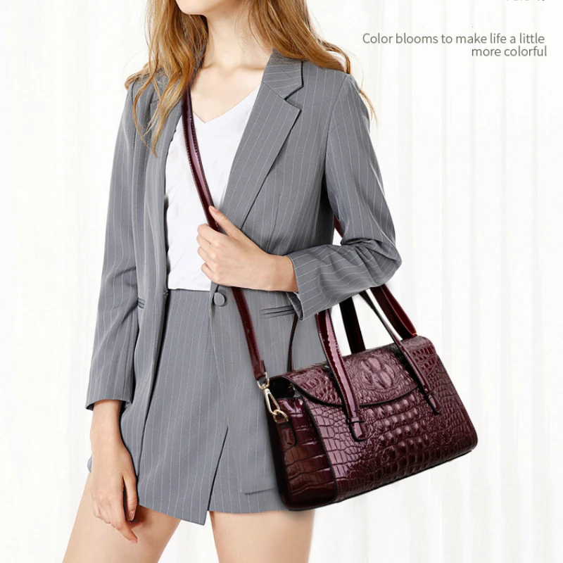 

2021 New Fashion High Quality PU Leather Luxury Tote Bag Embossed Crocodile Pattern Handbag Messenger Women's Shoulder Bag