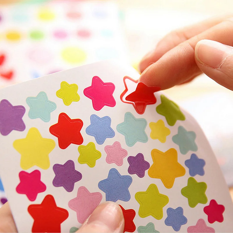 6 hojas de pegatinas para diario, pegatinas redondas de forma de estrella de amor para la escuela, pegatinas para &aacute;lbum de recortes para ni&ntilde;os, pegatinas para &aacute;lbum de recortes-3