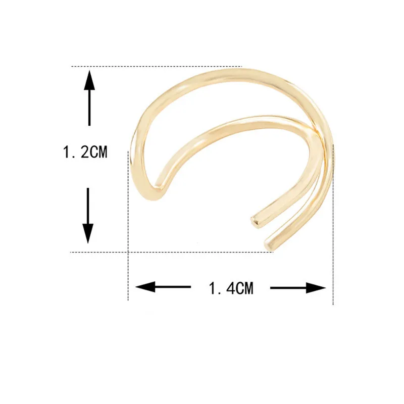 2 шт. Двойные серьги u-образной формы двухслойные золотые без ушей клипсы проколов