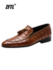 Туфли ZFTL мужские классические, британская деловая обувь, натуральная кожа, бахрома, брендовые, большие размеры