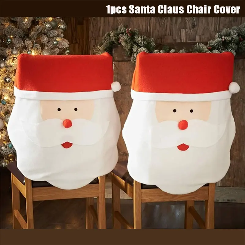 

Santa Hat Chair Covers Christmas Decor Dinner Table Chair Back Covers For Home